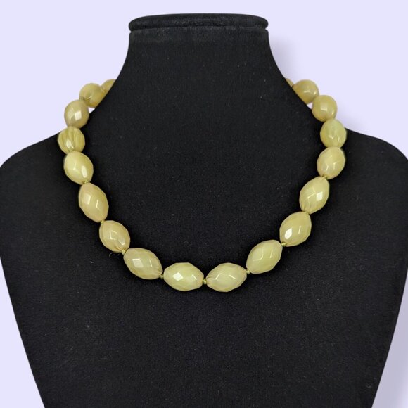 Yellow Knotted Beaded Necklace - Picture 1 of 5